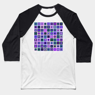 Abstract Square Geometric | Pop Fashion Modern Fusion Layered Blue Green Pink Baseball T-Shirt